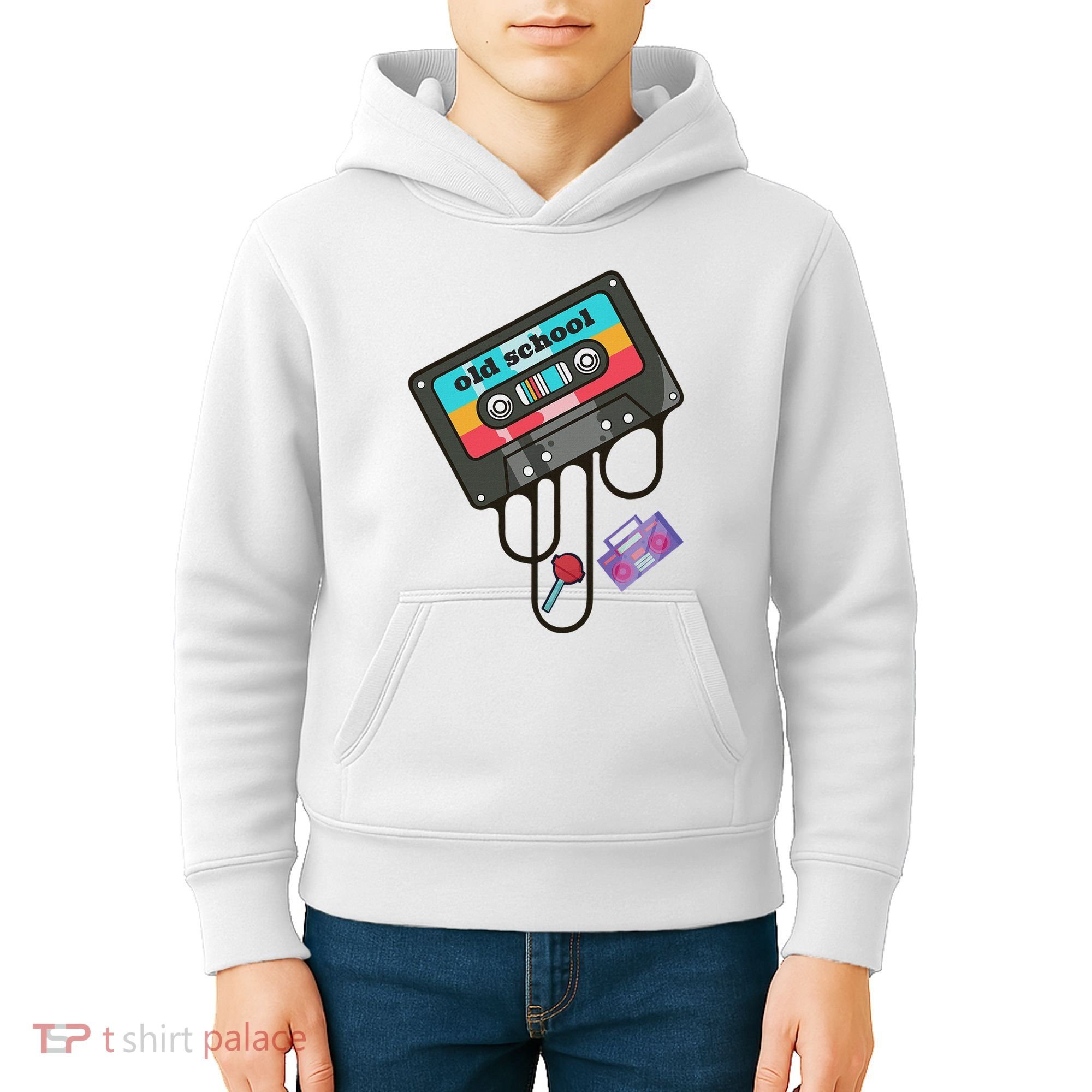 Old School Hip Hop Cassette Tape Retro 80s 90s Rap Mixtape Kids Hoodie