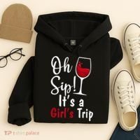 Oh Sip! It's A Girls Trip Funny Wine Party Hoodie thumb 4