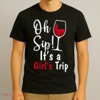 Oh Sip! It's A Girls Trip Funny Wine Party T-Shirt thumb 3