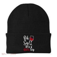 Oh Sip! It's A Girls Trip Funny Wine Party Beanie thumb 0