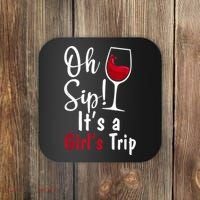 Oh Sip! It's A Girls Trip Funny Wine Party Coaster thumb 0