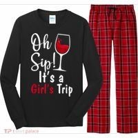 Oh Sip! It's A Girls Trip Funny Wine Party Long Sleeve Pajama Set thumb 0