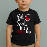 Oh Sip! It's A Girls Trip Funny Wine Party Toddler T-Shirt thumb 2