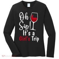Oh Sip! It's A Girls Trip Funny Wine Party Women's Long Sleeve Shirt thumb 0