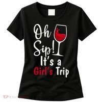 Oh Sip! It's A Girls Trip Funny Wine Party Women's T-Shirt thumb 0