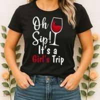 Oh Sip! It's A Girls Trip Funny Wine Party Women's T-Shirt thumb 2