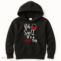 Oh Sip! It's A Girls Trip Funny Wine Party Kids Hoodie thumb 0