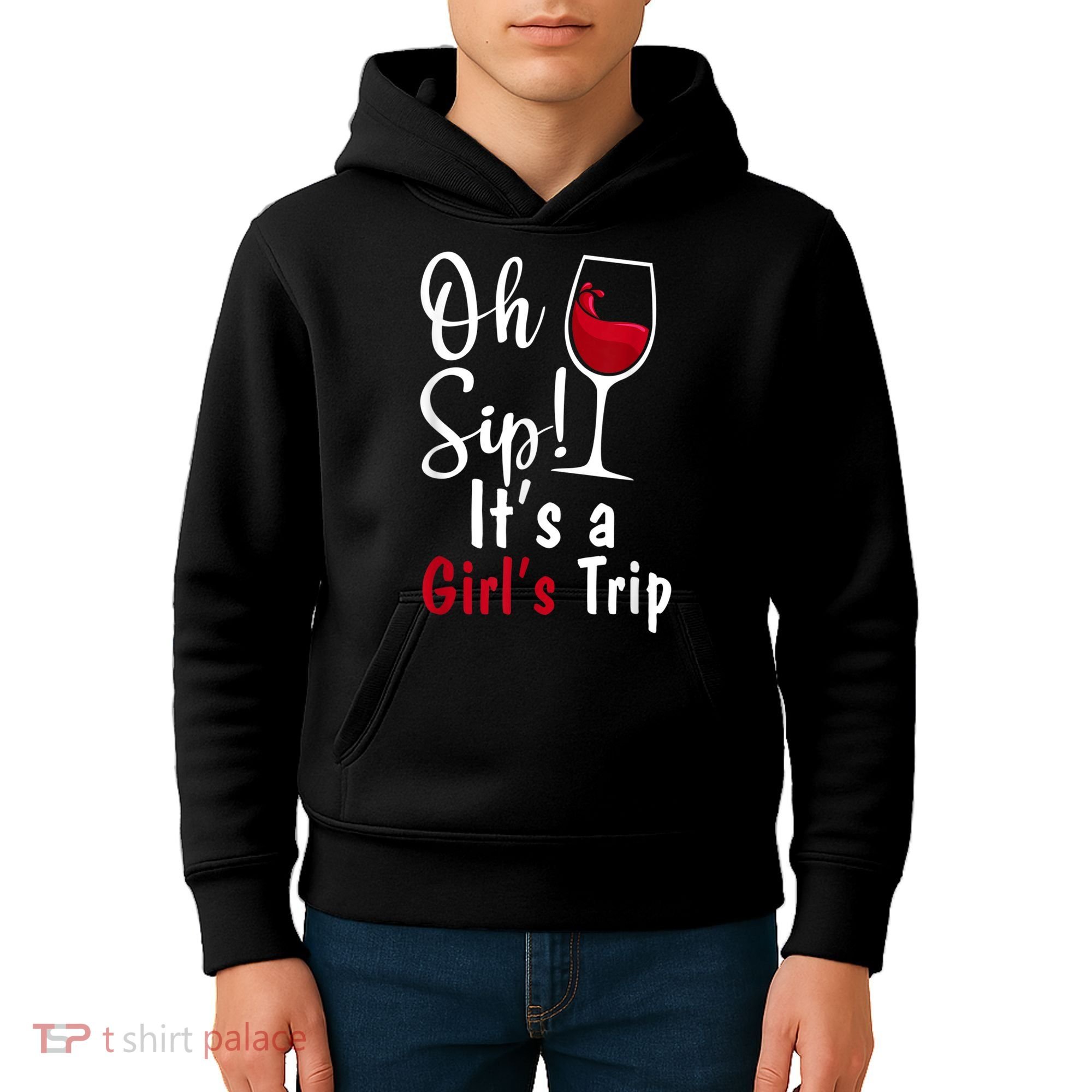 Oh Sip! It's A Girls Trip Funny Wine Party Kids Hoodie