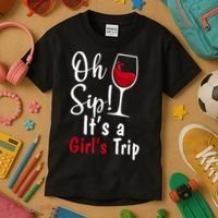 Oh Sip! It's A Girls Trip Funny Wine Party Kids T-Shirt thumb 3