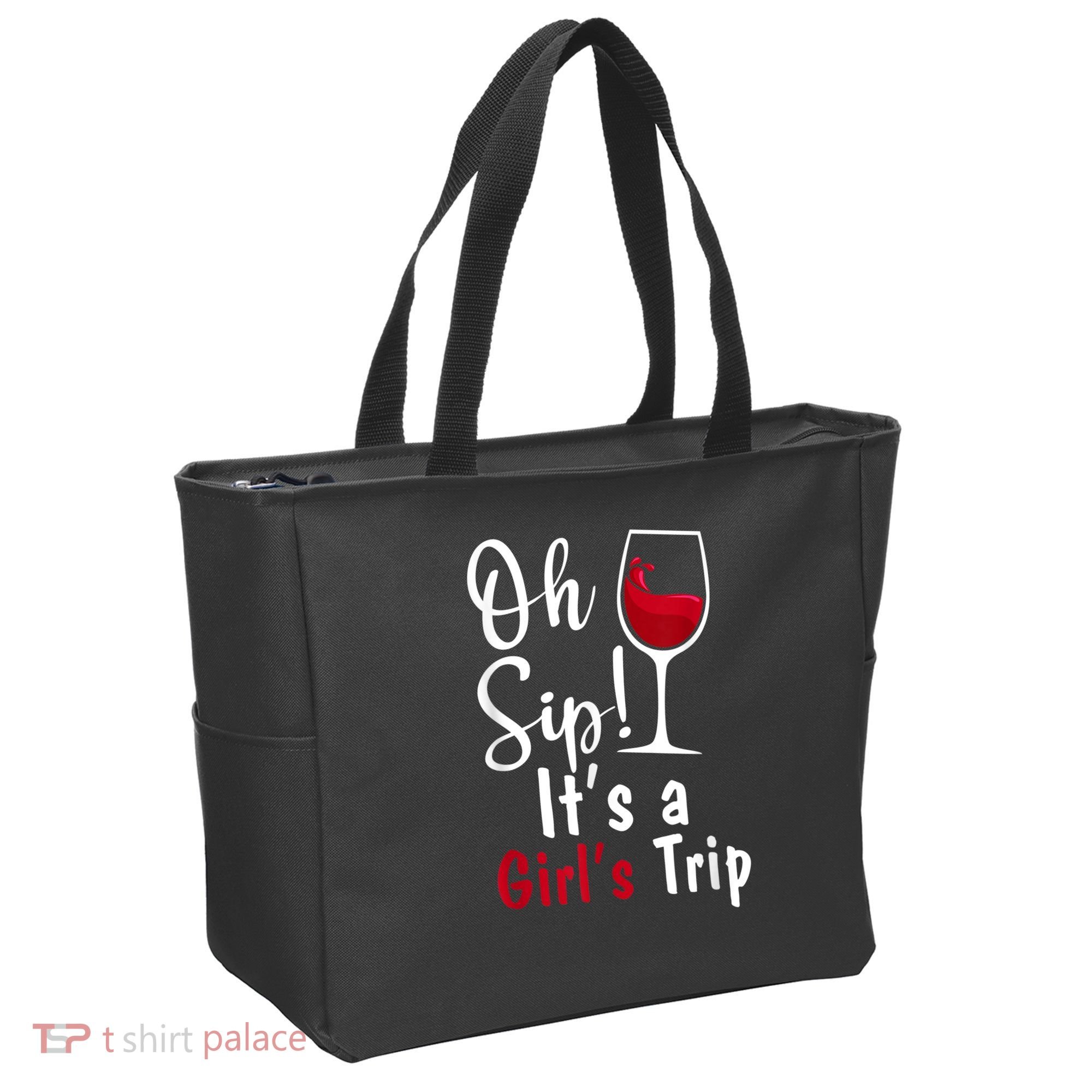 Oh Sip! It's A Girls Trip Funny Wine Party Tote Bag