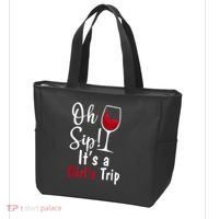 Oh Sip! It's A Girls Trip Funny Wine Party Tote Bag thumb 3