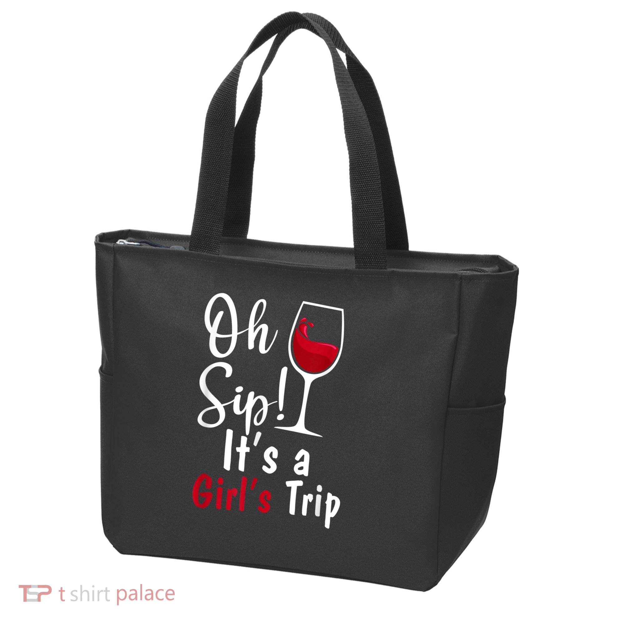 Oh Sip! It's A Girls Trip Funny Wine Party Tote Bag