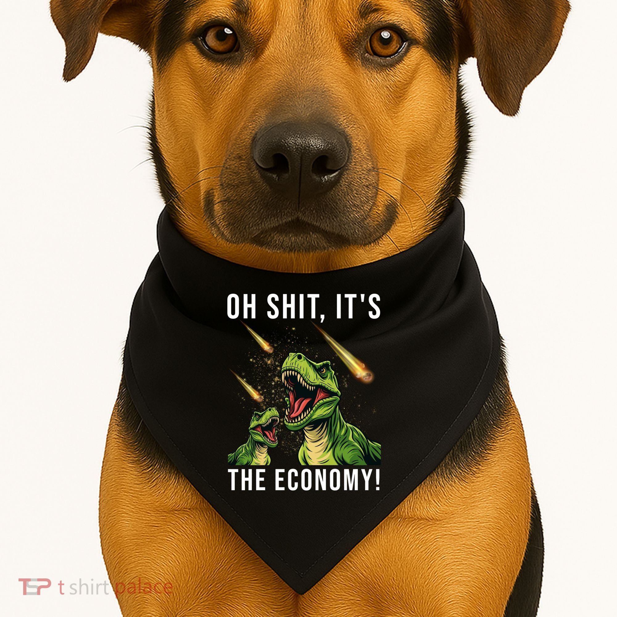 Oh Shit Its The Economy T-Rex USA-Made Doggie Bandana