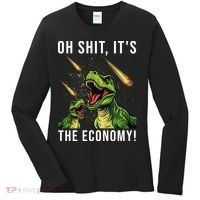 Oh Shit Its The Economy T-Rex Women's Long Sleeve Shirt thumb 0