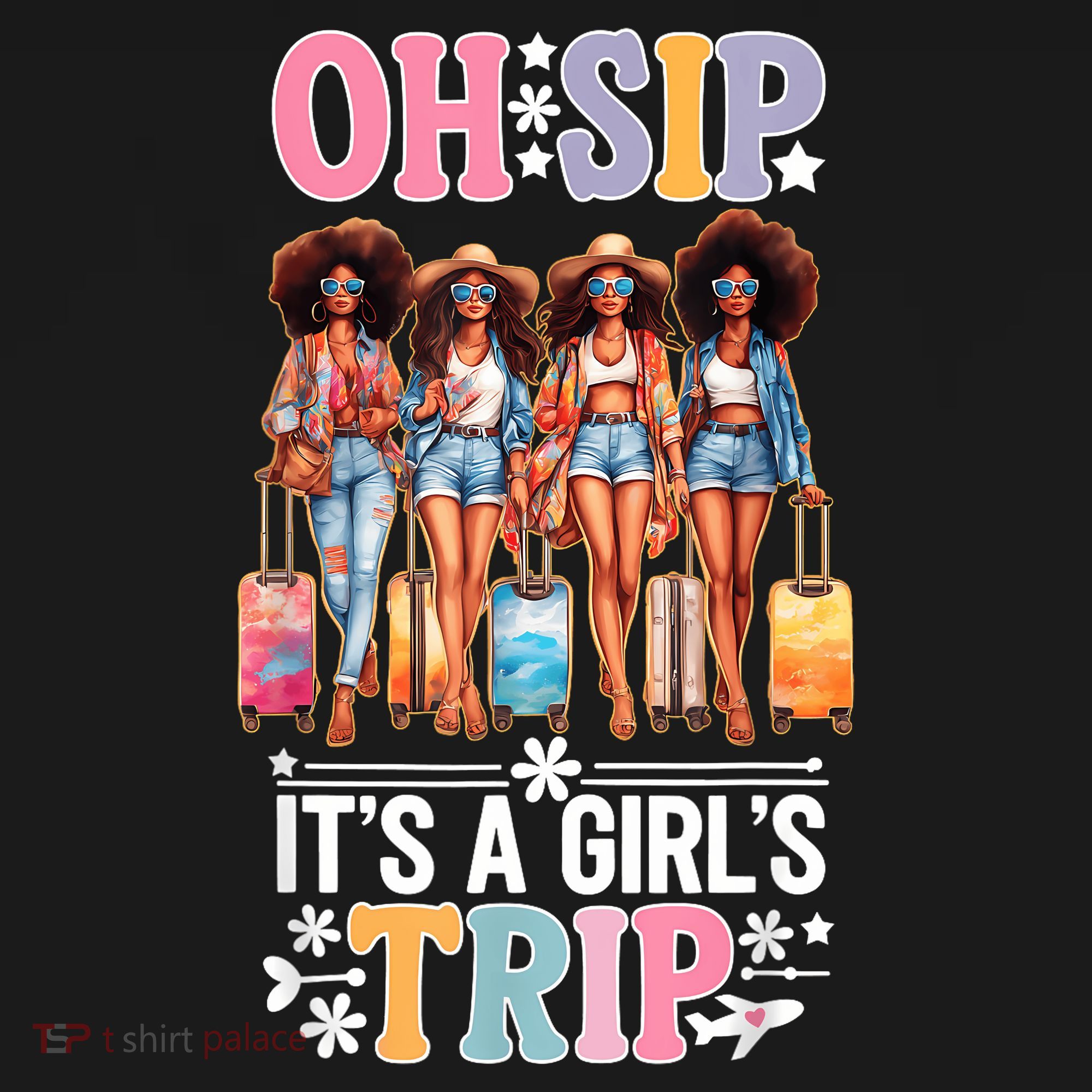 Oh Sip Its A Girl Trip Funny Party Black Women Queen Women's Hoodie