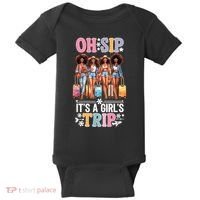 Oh Sip Its A Girl Trip Funny Party Black Women Queen Baby Bodysuit thumb 0