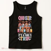 Oh Sip Its A Girl Trip Funny Party Black Women Queen Tank Top thumb 2