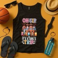 Oh Sip Its A Girl Trip Funny Party Black Women Queen Tank Top thumb 4