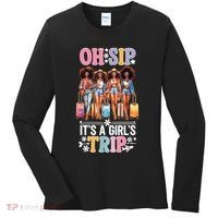 Oh Sip Its A Girl Trip Funny Party Black Women Queen Women's Long Sleeve Shirt thumb 0