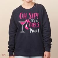 Oh Sip It's A Trip Fun Wine Party Hight Heel Women's Sweatshirt thumb 0