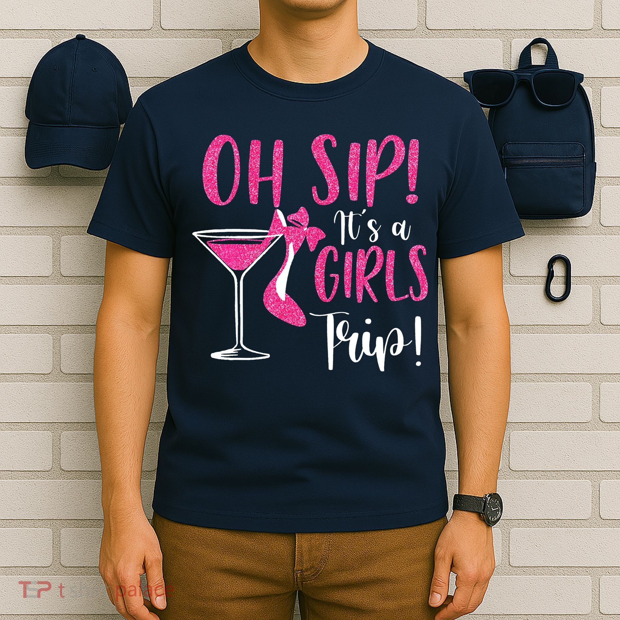 Oh Sip It's A Trip Fun Wine Party Hight Heel T-Shirt