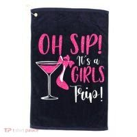Oh Sip It's A Trip Fun Wine Party Hight Heel Golf Towel thumb 0