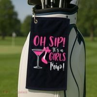 Oh Sip It's A Trip Fun Wine Party Hight Heel Golf Towel thumb 2