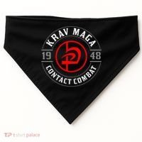 Old School Krav Maga Hebrew Symbol Logo USA-Made Doggie Bandana thumb 0