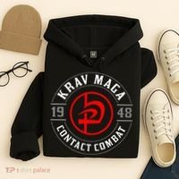 Old School Krav Maga Hebrew Symbol Logo Hoodie thumb 4