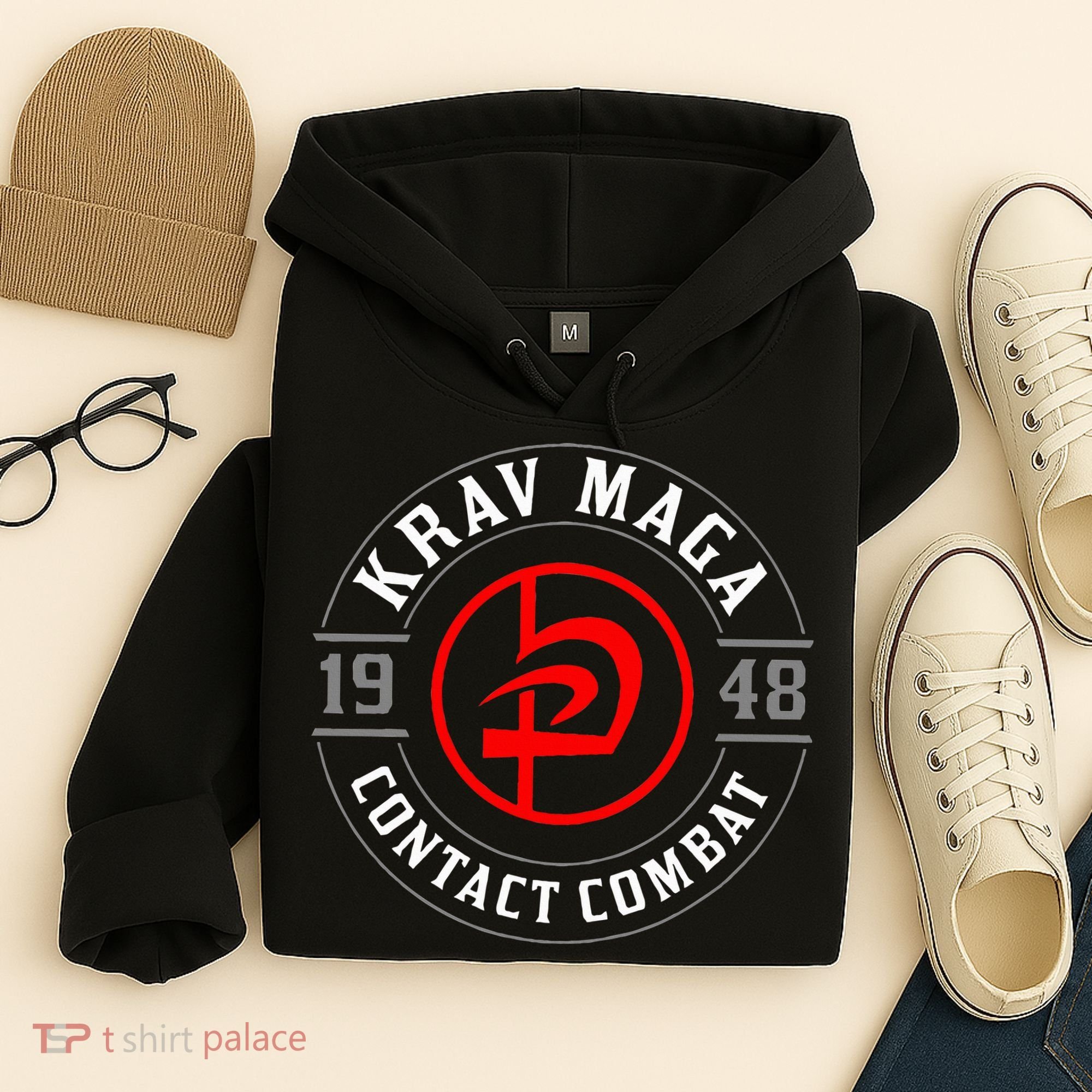 Old School Krav Maga Hebrew Symbol Logo Hoodie