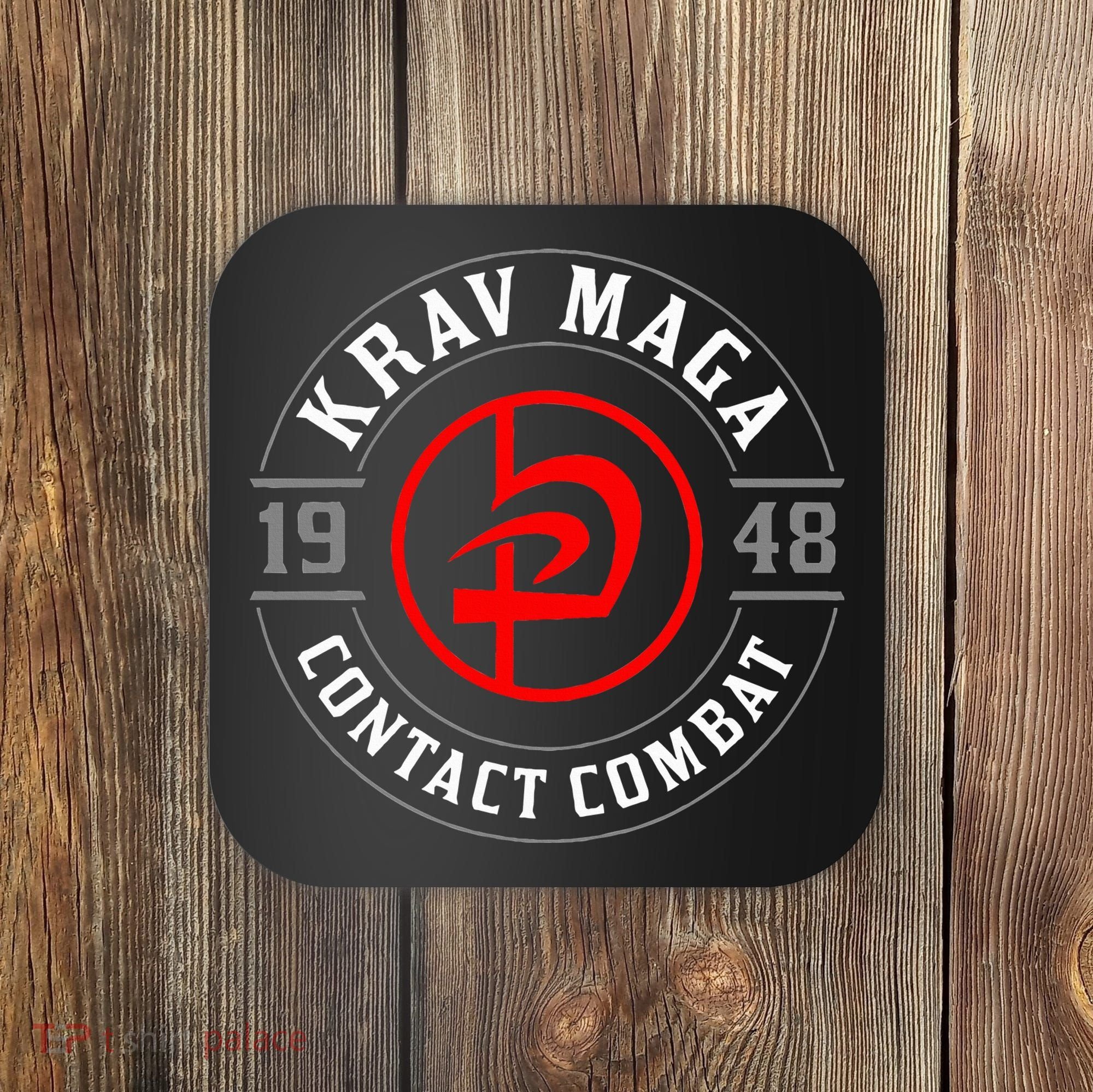 Old School Krav Maga Hebrew Symbol Logo Coaster