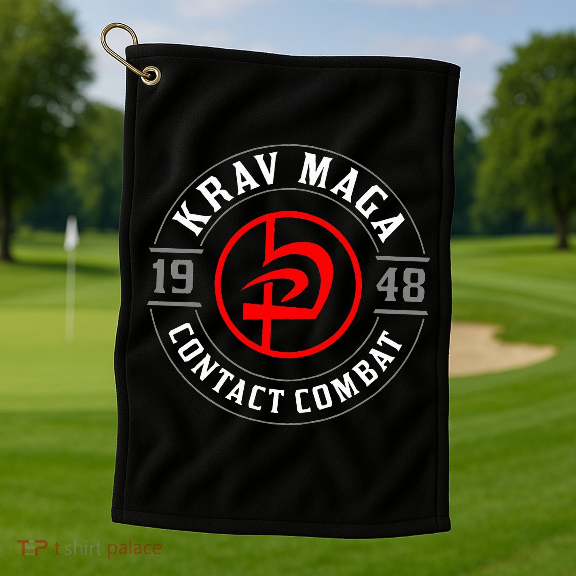 Old School Krav Maga Hebrew Symbol Logo Golf Towel