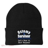 Ostomy Survivor Lets Face It Shit Happens Colon Cancer Great Gift Beanie thumb 0
