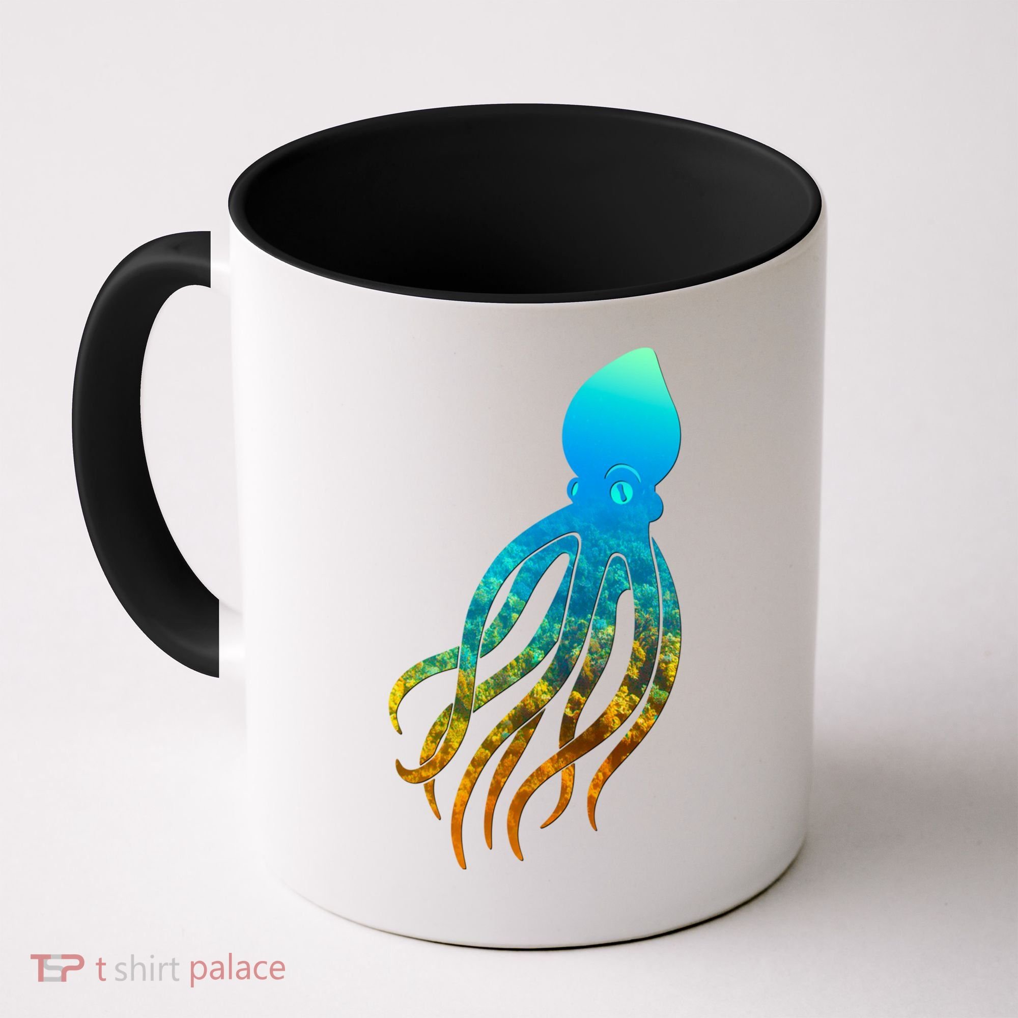 Octopus Squid Lovers Silhouette Earth Day And Ocean Week Gift Coffee Mug
