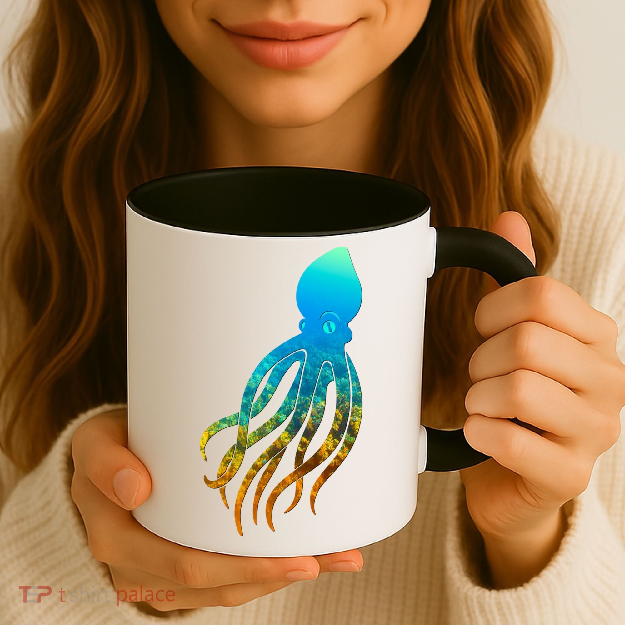 Octopus Squid Lovers Silhouette Earth Day And Ocean Week Gift Coffee Mug