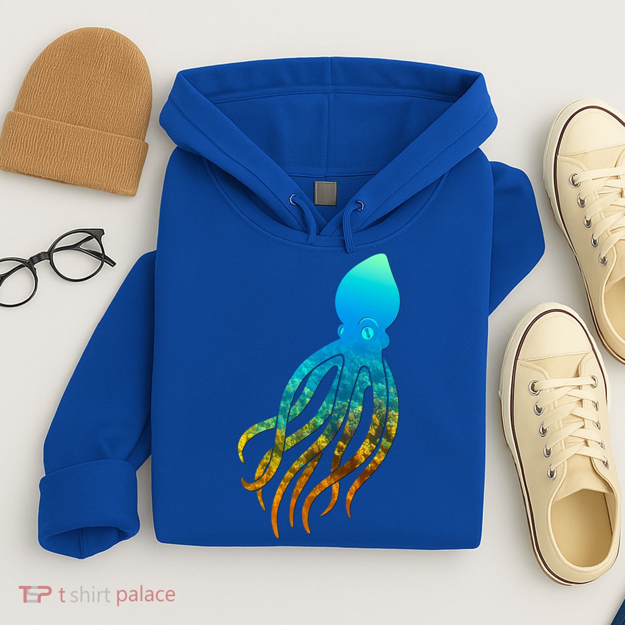 Octopus Squid Lovers Silhouette Earth Day And Ocean Week Gift Hoodie
