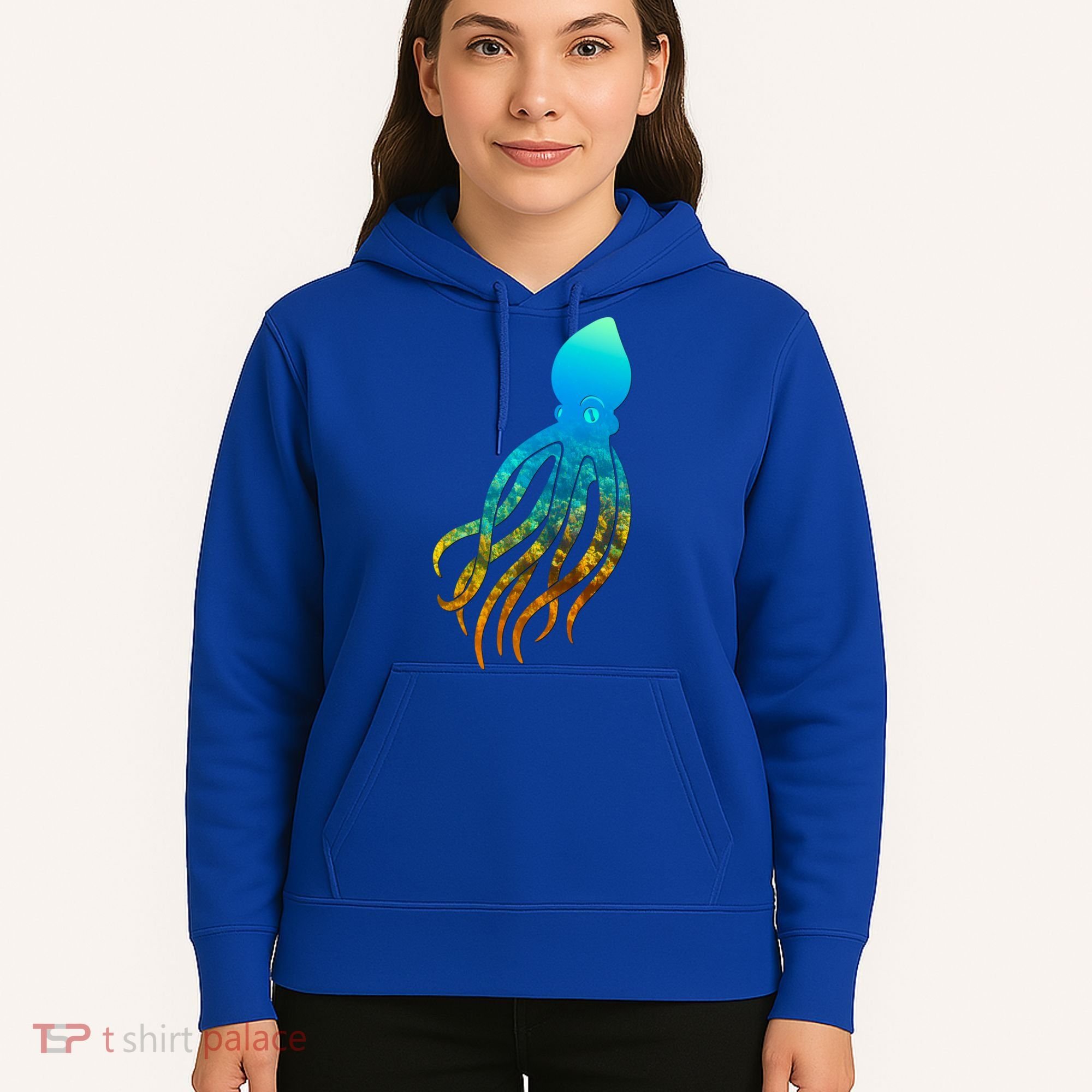 Octopus Squid Lovers Silhouette Earth Day And Ocean Week Gift Hoodie