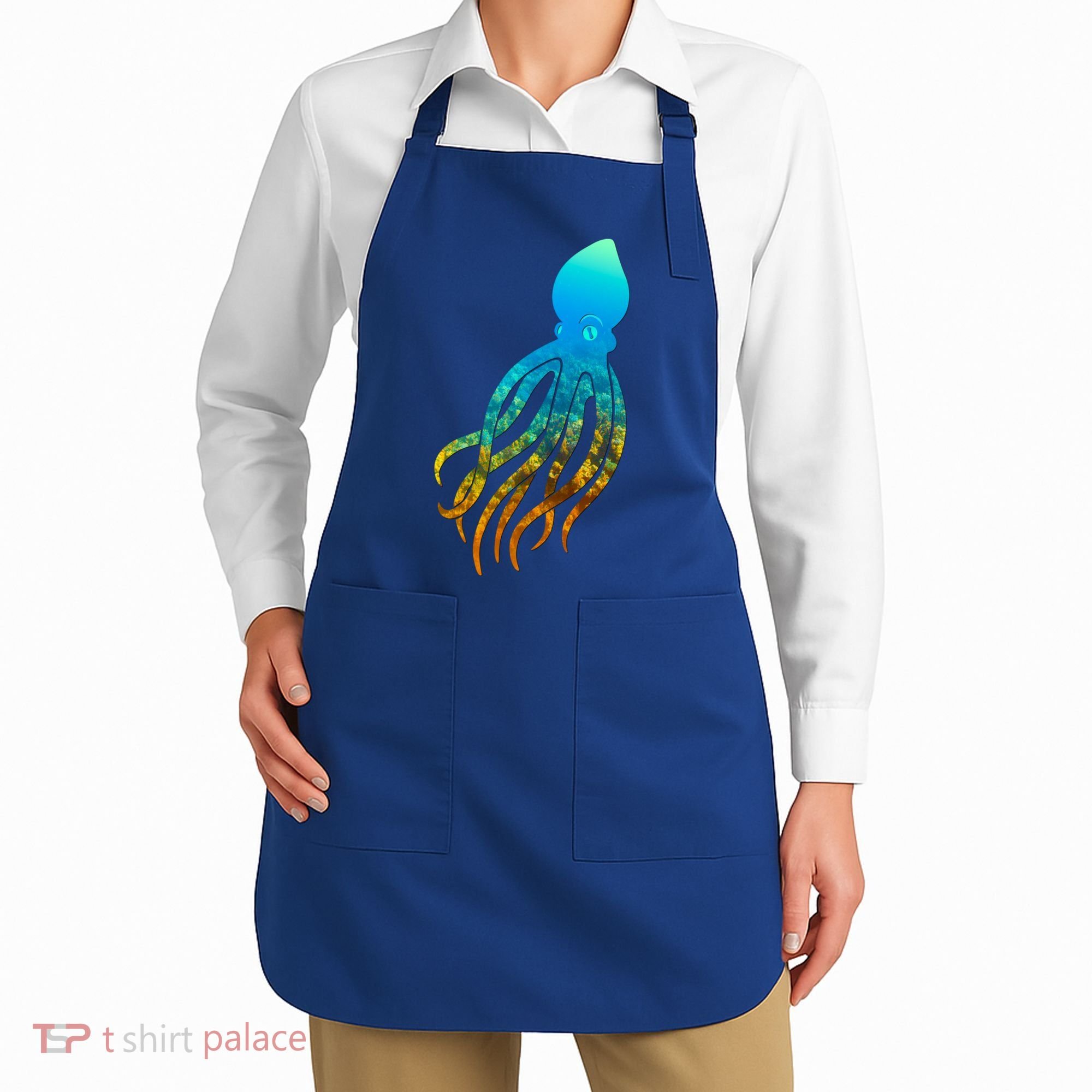 Octopus Squid Lovers Silhouette Earth Day And Ocean Week Gift Apron