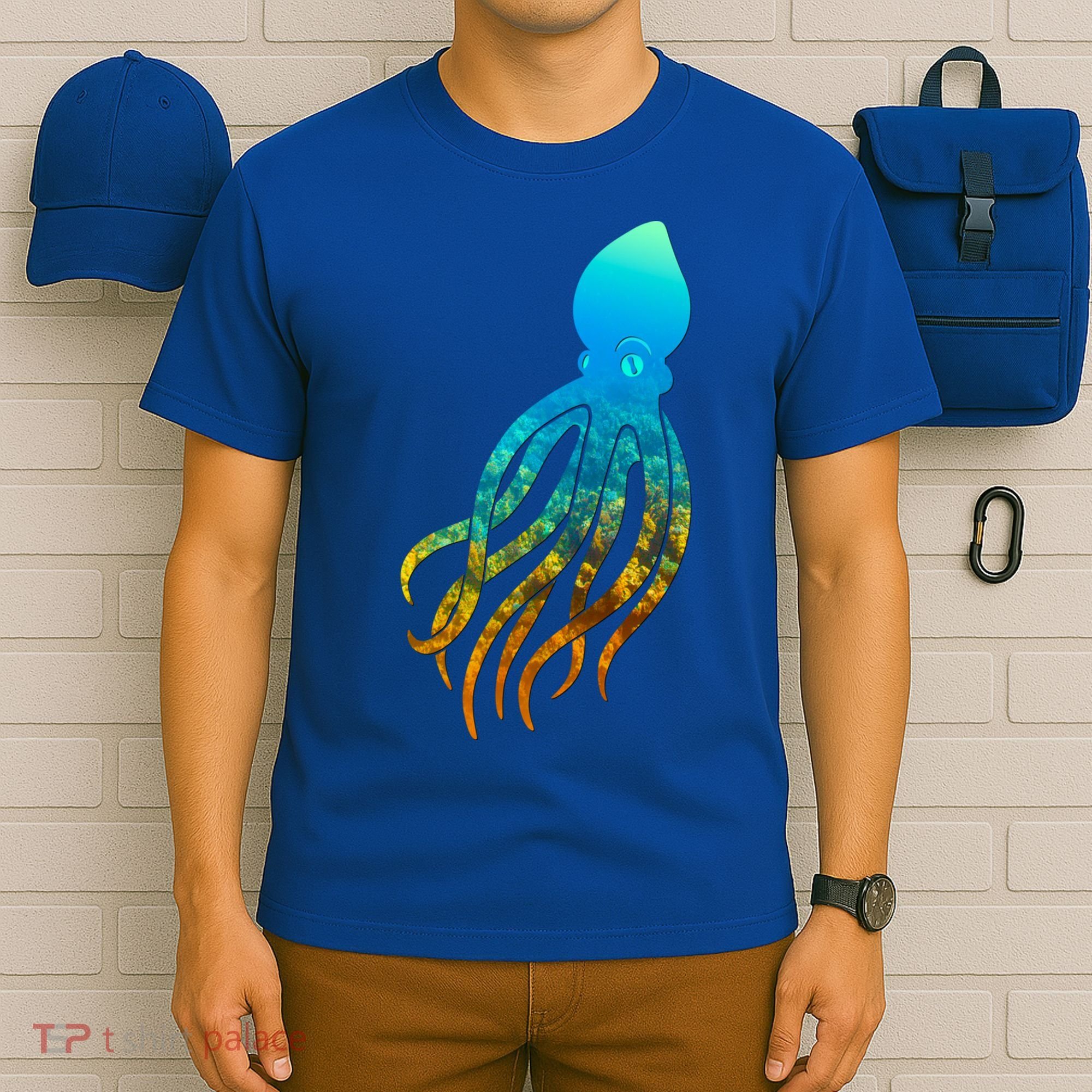 Octopus Squid Lovers Silhouette Earth Day And Ocean Week Gift T-Shirt