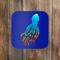 Octopus Squid Lovers Silhouette Earth Day And Ocean Week Gift Coaster thumb 0