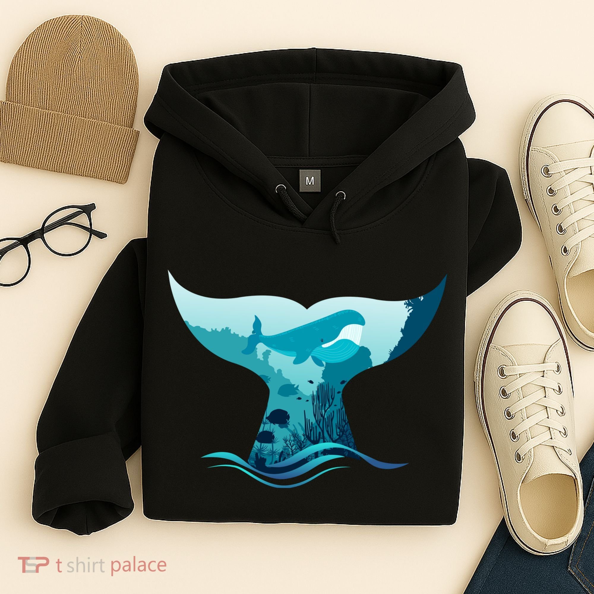 Ocean Sea Life Whale Tail Hoodie