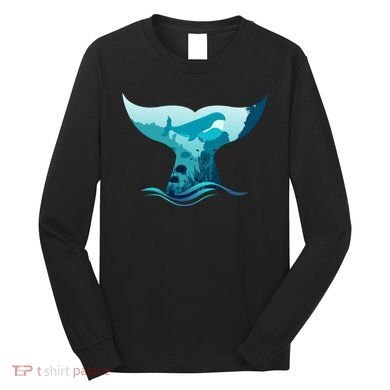 Ocean Sea Life Whale Tail Long Sleeve Shirt