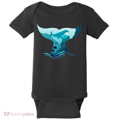 Ocean Sea Life Whale Tail Baby Bodysuit