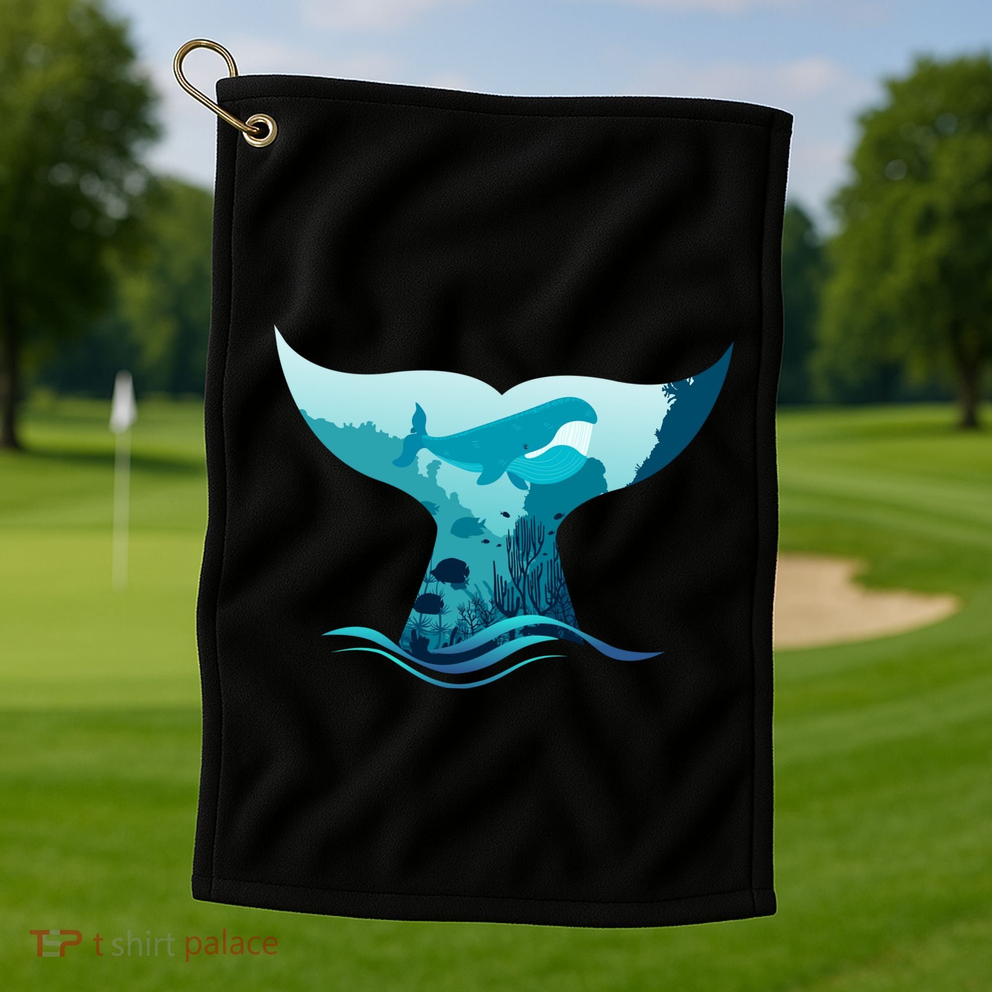 Ocean Sea Life Whale Tail Golf Towel