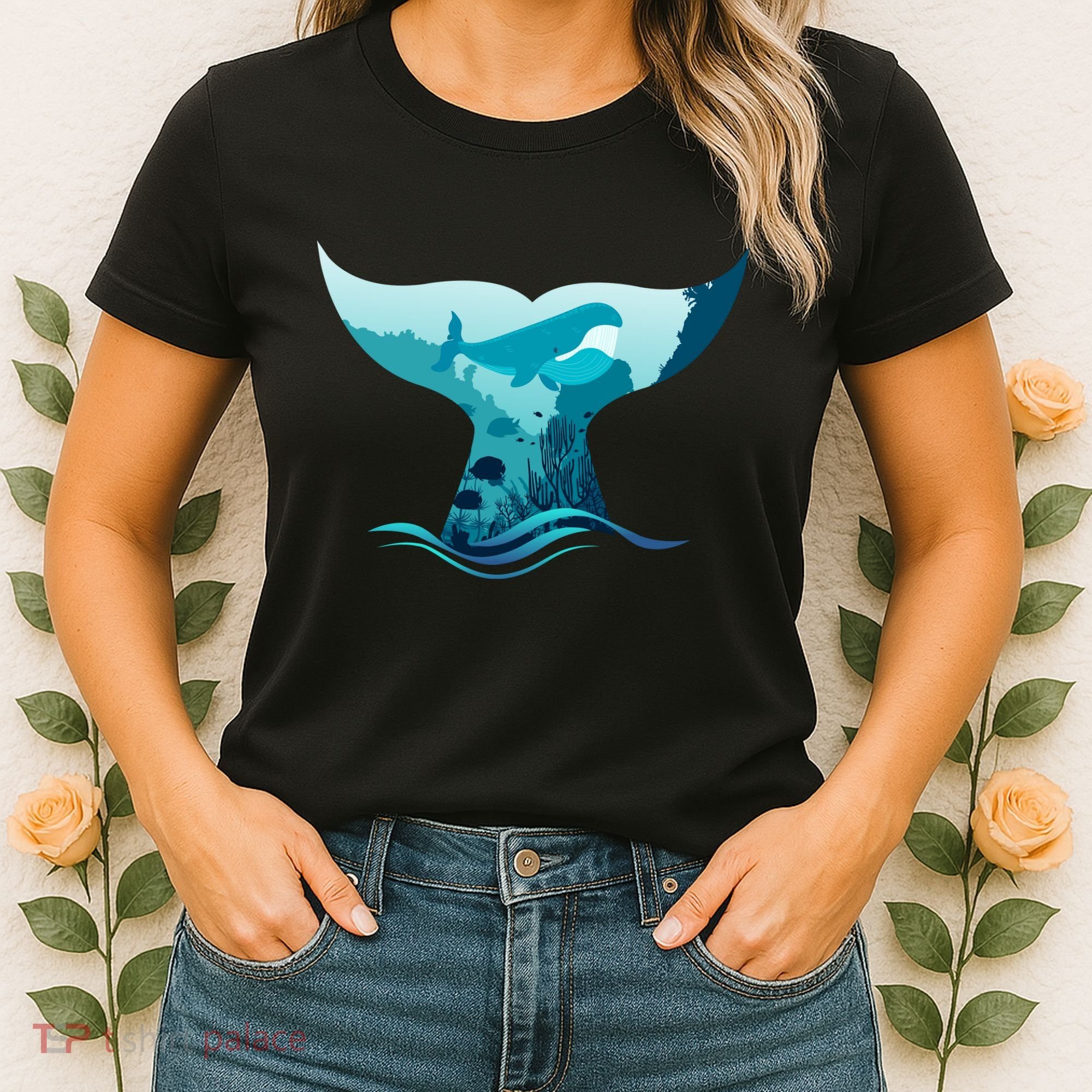 Ocean Sea Life Whale Tail Women's T-Shirt