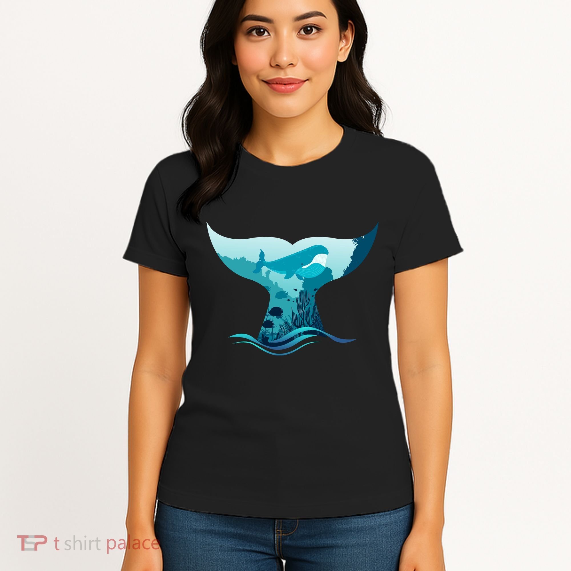 Ocean Sea Life Whale Tail Women's T-Shirt