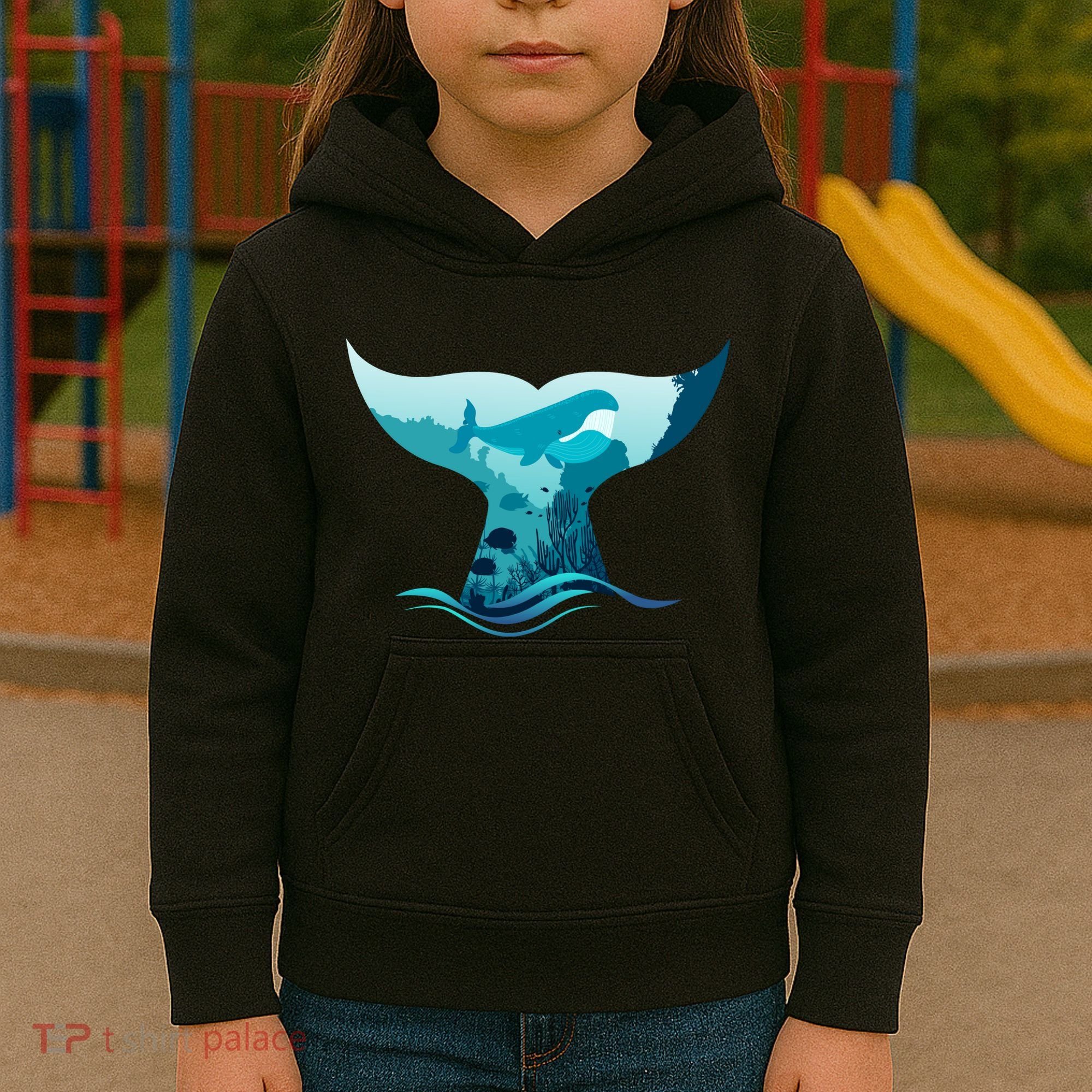 Ocean Sea Life Whale Tail Kids Hoodie