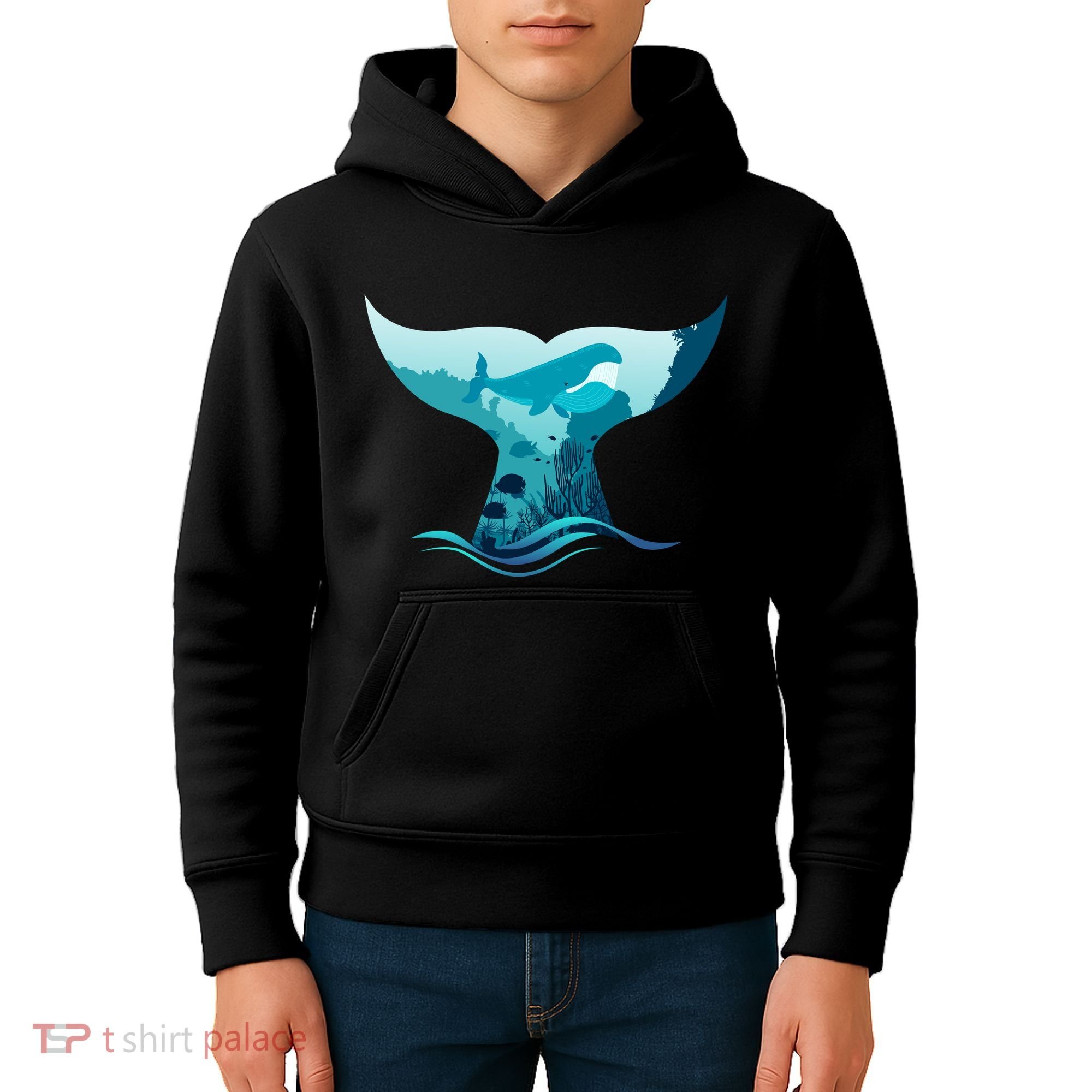 Ocean Sea Life Whale Tail Kids Hoodie