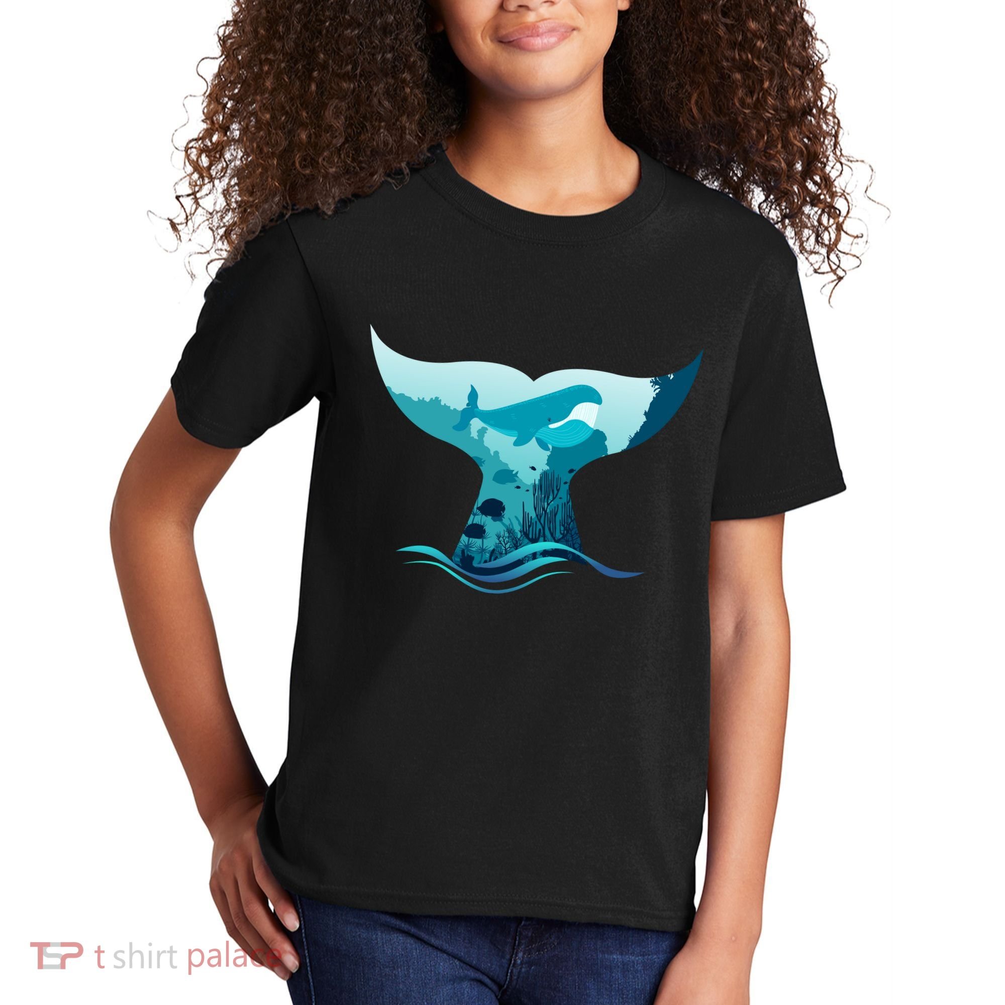 Ocean Sea Life Whale Tail Kids T-Shirt