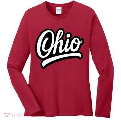 Ohio Script Logo Sports Team Fan College Varsity Women's Long Sleeve Shirt